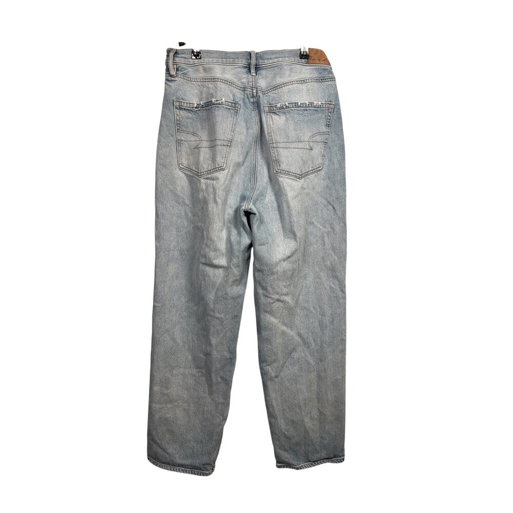 American Eagle Jeans Womens 10 Blue Strigid High Rise Baggy Straight Distressed - Picture 2 of 6